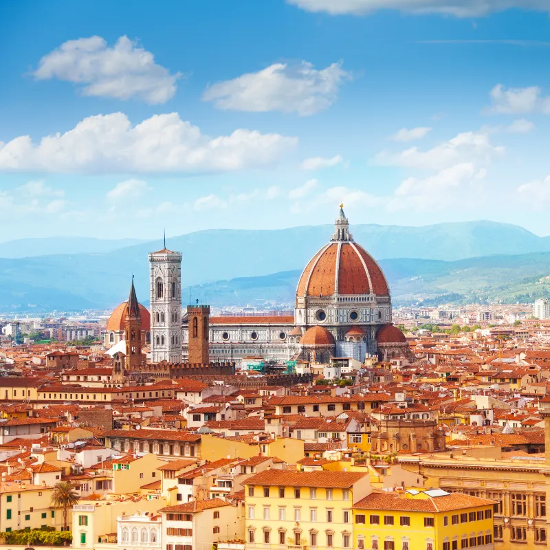 Guided walking city tour of Florence. View the remarkable and famous Leaning Tower of Pisa.