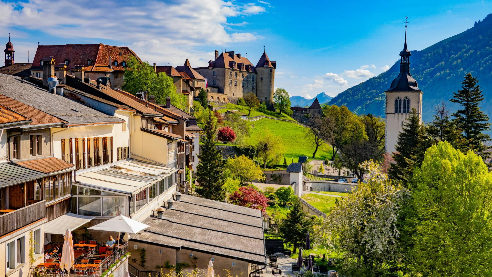 Visit Olympic Museum at Lausanne. Visit Gruyère Cheese Farm. Orientation tour of Bern.