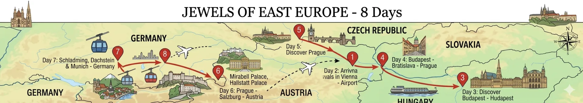 Route Map — Jewels Of East Europe - 8 Days